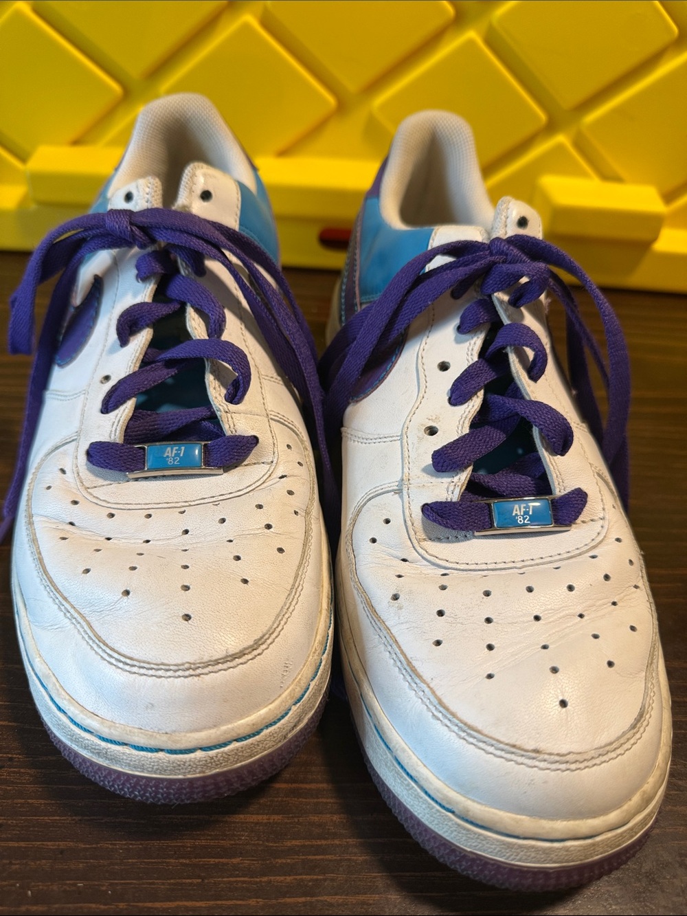 Nike AF-1s White and Purple Athletic Shoes
